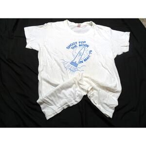 Vtg 70s Hanes Shoot for the Moon May '79 T-Shirt USA Soft  Thin Size L Space Tee